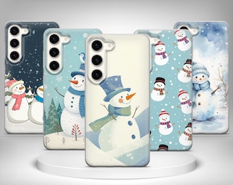 Funda para teléfono con diseño de muñeco de nieve invernal, cubierta navideña para Samsung Galaxy S25 Ultra, S24 Plus, S23 FE, S22, S21, S20, S10 A53, A52, A36, A35, A26, A16, A12