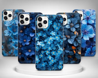 Blue Flowers Case For iPhone 16 15 14 13 12  X Xs XR 8 SE Samsung S23 S22 S21 S20 S10 A10 A12 A13 A14 A31 A33 S25 S25+ S25 Ultra A26 A36 A56