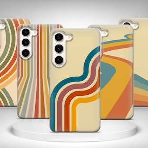 Retro Stripes Phone Case Elegant Cover For Samsung Galaxy S25 Ultra, S24 Plus, S23 FE, S22, S21, S20, S10 A53, A52, A36, A35, A26, A16, A12