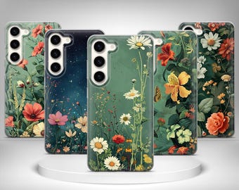 Floral Phone Case Elegant Flowers Cover For Samsung Galaxy S25 Ultra, S24 Plus, S23 FE, S22, S21, S20, S10 A53, A52, A36, A35, A26, A16, A12