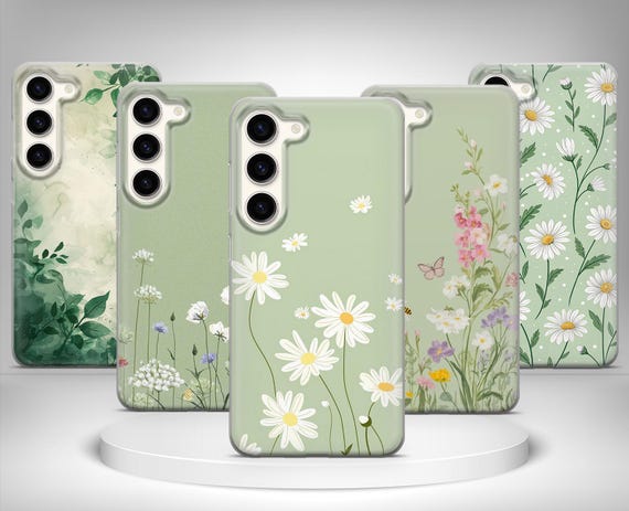 Green Minimalist Phone Case Art Cover For Samsung Galaxy S25 Ultra, S24 Plus, S23 FE, S22, S21, S20, S10 A53, A52, A36, A35, A26, A16, A12