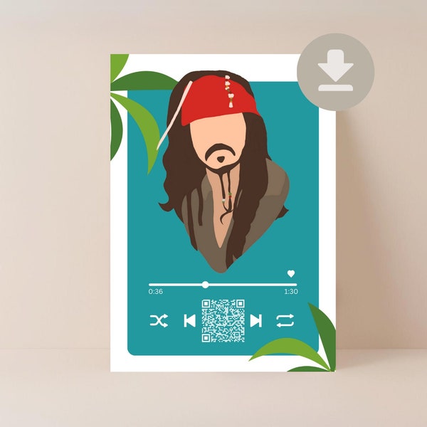 CAPTAIN Jack Sparrow music card with epic theme song from the movie Pirates of the Caribbean | Card perfect for Christmas birthday voucher...