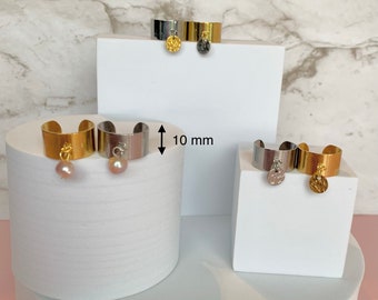 Bague réglable en acier inoxydable avec breloque