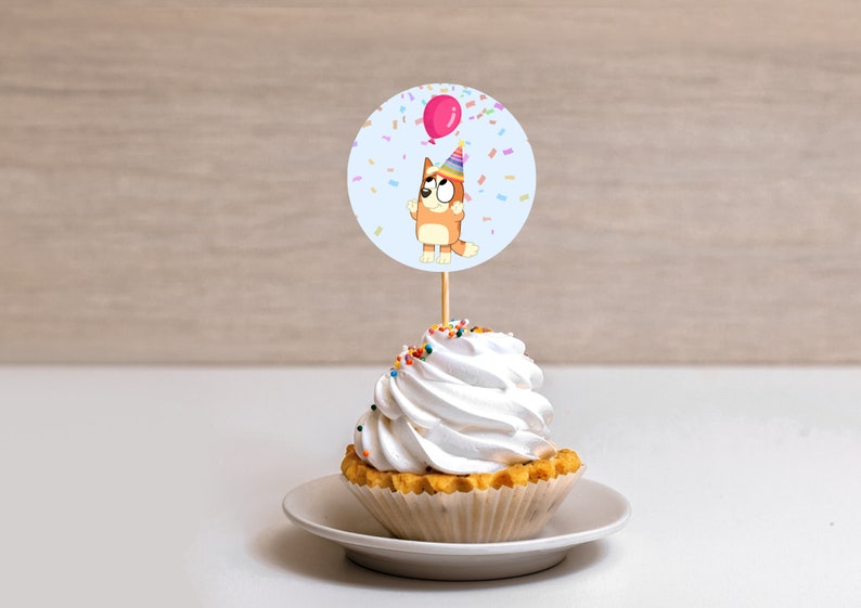 Bluey Birthday Cupcake Toppers Template Pack Bluey and Bingo Cupcake