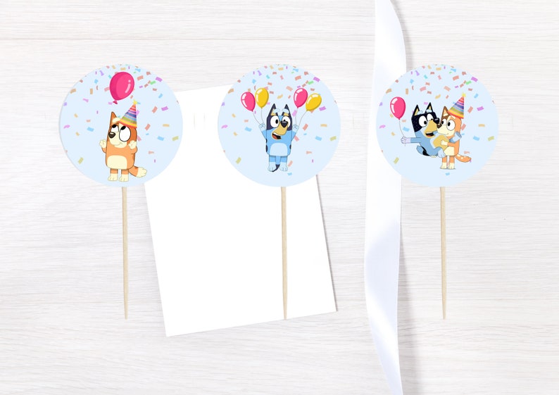 Bluey Birthday Cupcake Toppers Template Pack Bluey and Bingo Cupcake
