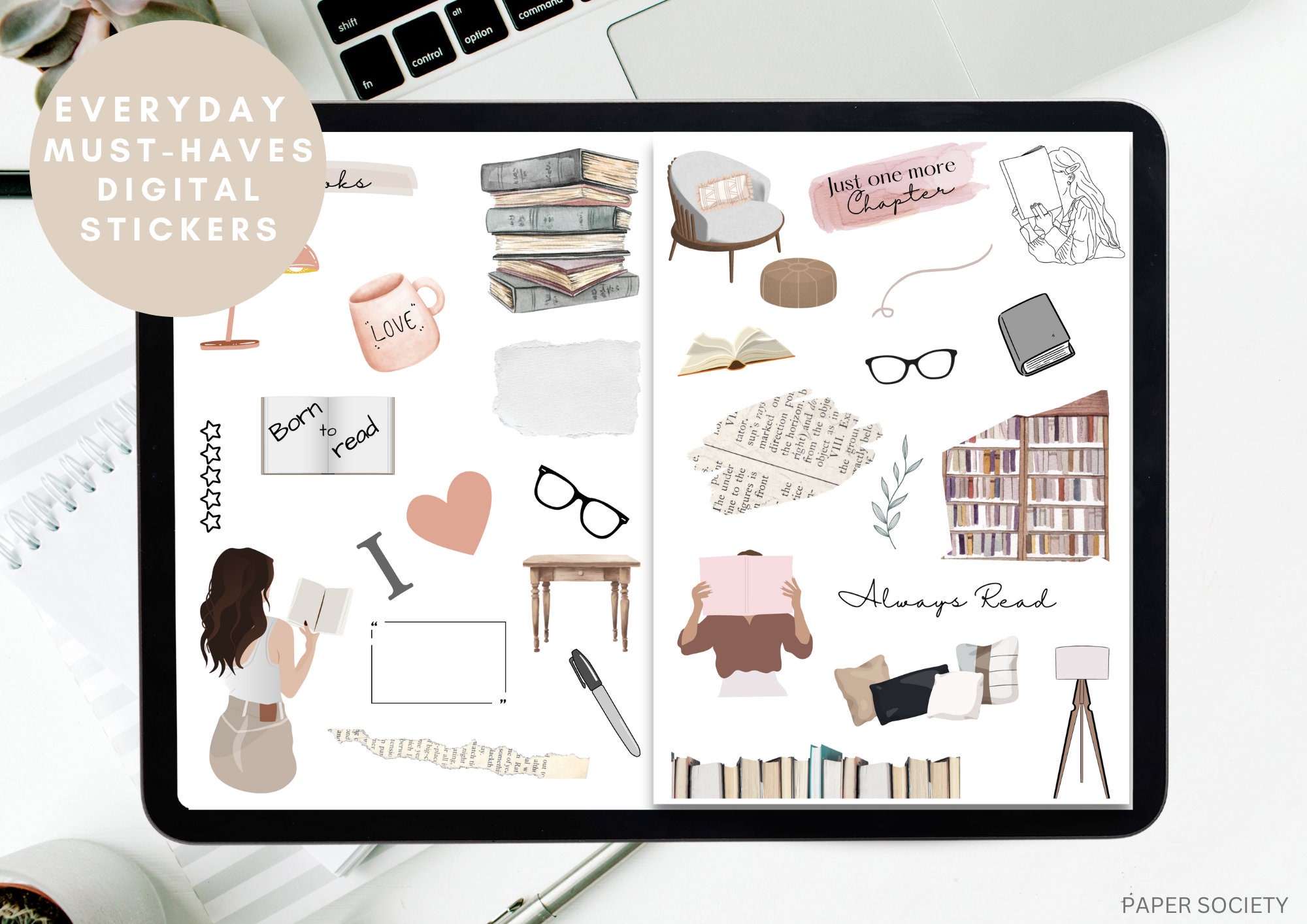 Goodnotes Stickers, Book Journal Stickers, Bookish Stickers, Digital