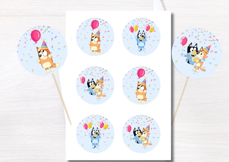 Bluey Birthday Cupcake Toppers Template Pack Bluey and Bingo Cupcake