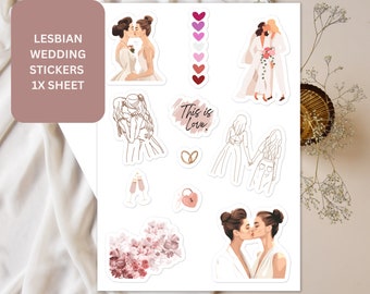 Lesbian Wedding Scrapbook Sticker sheet, Gay Stickers, Lesbian Wedding, Gay wedding, Scrapbook Stickers, Wedding Scrapbook