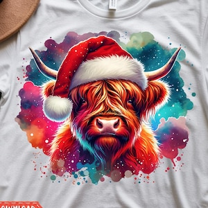 Christmas Highland Cow png | Coquette Christmas Highland Cow png | Santa Hat Highland Cow png | Xmas Hat png | Christmas Highland Cow jpg