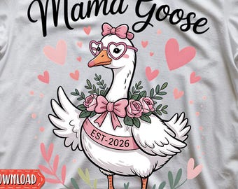 Mama Goose png | Coquette Mama Goose png | Dia das Mães png | Óculos Mama Goose png | Pink Mama Goose png | Mama png | Floral Mama Goose jpg