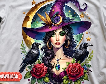 Chica bruja mística png / Chica bruja bohemia png / Chica bruja gótica png / Chica bruja floral png / Mujer bruja bonita png / Bruja gótica jpg