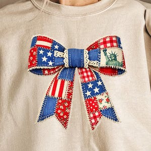 Faux Patchwork Patriotic Coquette Bow png | Usa Flag Bow png | America Coquette Bow png | 4th of July png | Patriotic Coquette Bow jpg