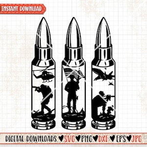 Bullets Military Scene svg | Soldier Dad Clipart | Veteran Shirt png | Patriotic Army Stencil | Navy Marine Air Force dxf | Memorial Day jpg