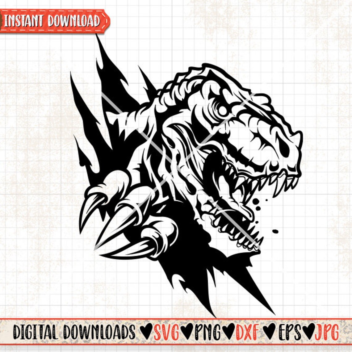 Trex Scratch Svg Tyrannosaurus Clipart Dinosaur Cutfile Cute Wild Dino