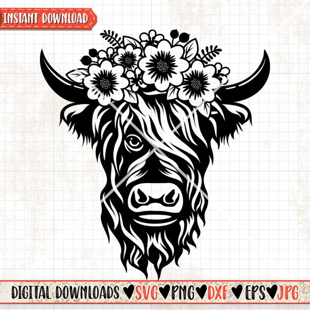 Floral Highland Cow Svg | Western Clipart | Howdy Cutfile | Wild Mooey ...