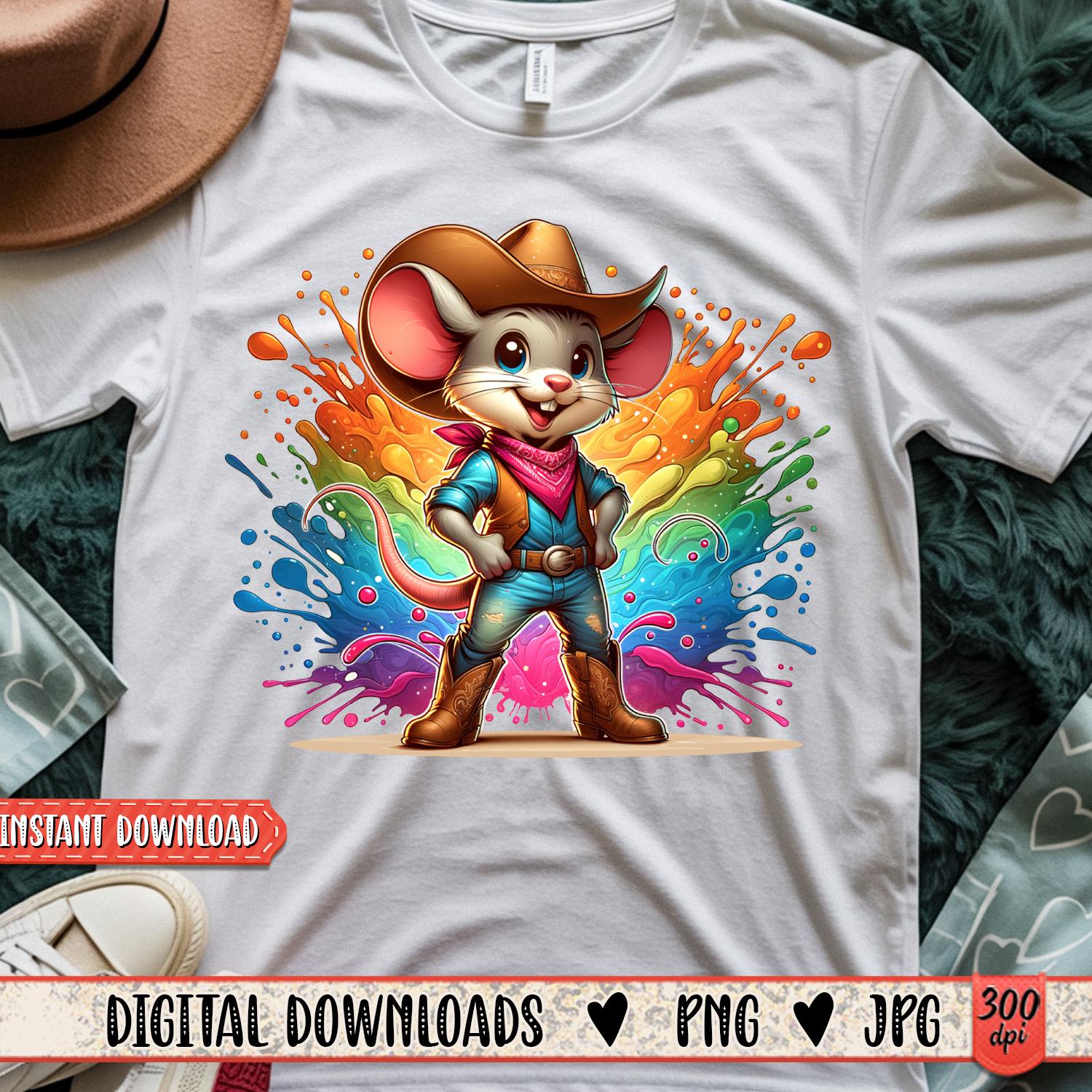 Splashed Mouse Color Splash Cowboy Mouse Png | Cowboy Mouse Png | Western Animal Png ...