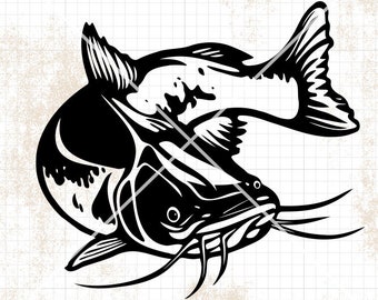 Catfish svg | Lake Fishing Clipart | Cat Fish Cutfile | River Angler dxf | Fresh Water Angling Stencil | Fisherman Shirt png | Large Catch