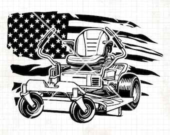 US Zero Turn Lawn Mower svg | Grass Cutter Clipart | Gardener Dad Cutfile | Garden Keeper Stencil | Cutting Machine dxf | USA Garage Tools
