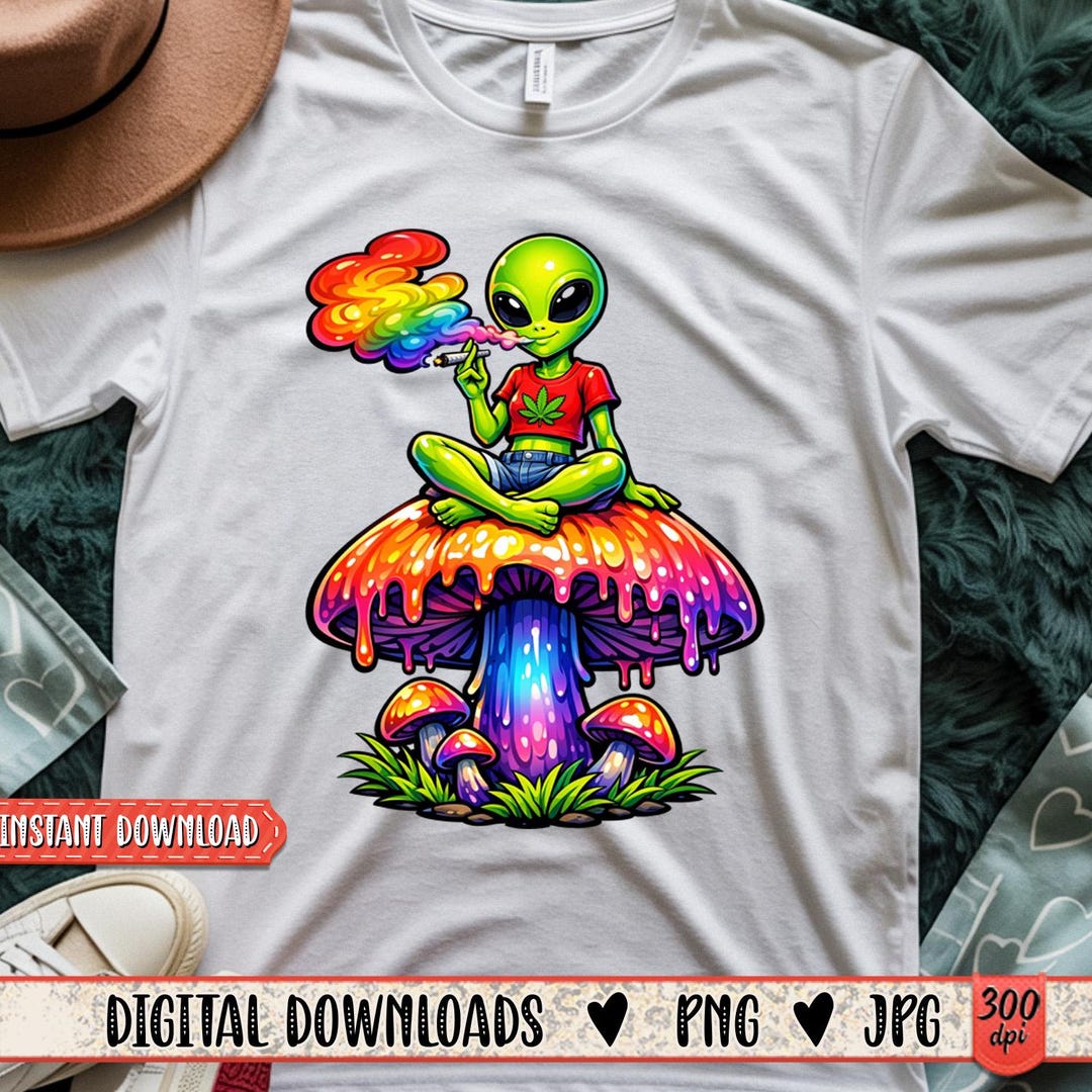 Alien Weed Png | Alien Smoking Weed Png | Alien Smoking on Mushroom Png ...