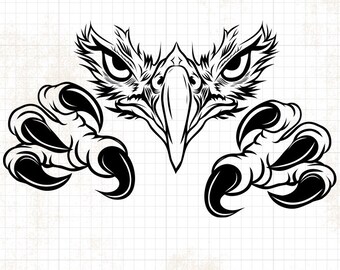 Garra de Águia svg | Clipart de Pássaro Selvagem | Estêncil de Águia-Americana Grande | Arquivo de Corte de Garra de Águia | Animal Patriótico dxf | Tratador de Zoológico jpg | Vida no Safári jpeg