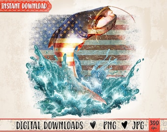 Cat Fish PNG | Lake Fishing Sublimation Prints | Angler Dad Wraps | River Fish Printable | Fisherman Gift Idea | Fresh Water Jpg Background