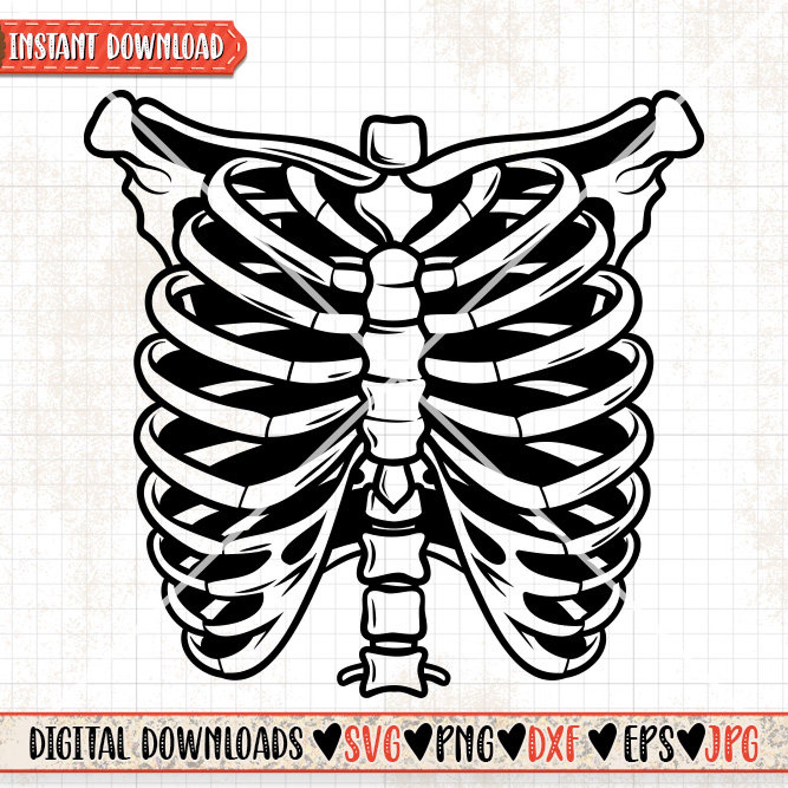 Rib Cage Svg | Skeleton Clipart | Ribs Cutfile | Gothic Bones Dxf ...