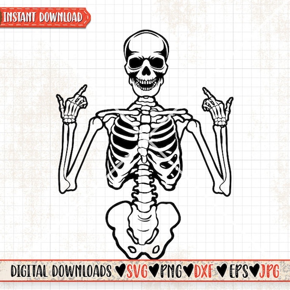 Skeleton Middle Finger Svg | Hippie Skeletal System Clipart