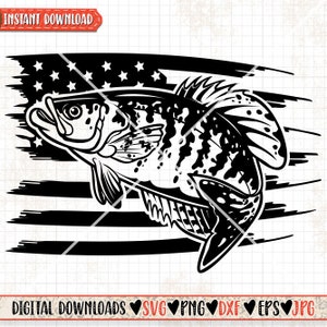 US Crappie Fish svg | Lake Fish Clipart | River Fishing Cutfile | Angler Dad Stencil | USA Angling dxf | Fisherman Gift Idea | Fresh Water