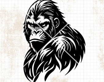 Ape svg | Gorilla Clipart | Angry Wild Animal Cutfile | Safari Life Stencil | Zookeeper Shirt png | Strong Monkey dxf | Funny Zoo Animal jpg
