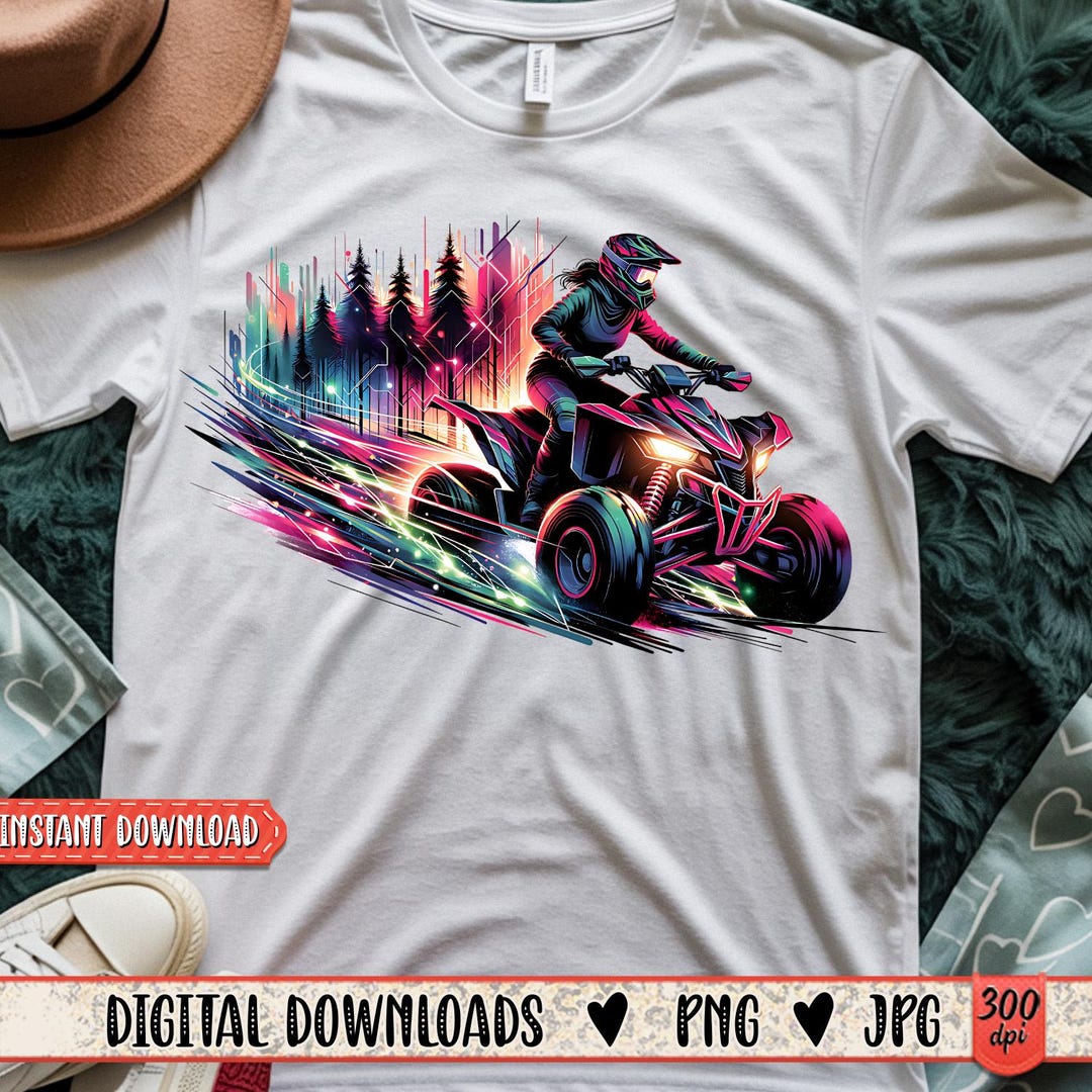 Transparent Atv Rider Neon ATV Woman Rider Png | Colorful Atv Lady Driver Png | Atv Racer Png ...