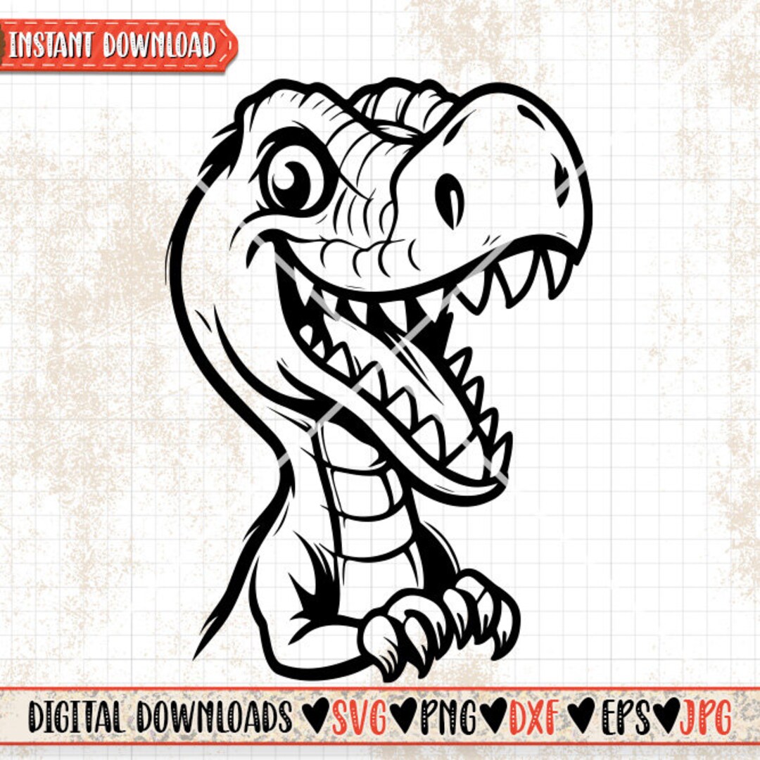 Cute Trex Dinosaur Svg | T-rex Clipart | Tyrannosaurus Cutfile | Baby ...