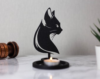 Bougeoir - Porte bougie - Ombre chinoise - Chat - Mignon - Miaou - Décoration - Design By CandleGifts3D