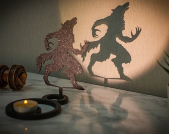 Candle holder - Candle holder - Chinese shadow - Werewolf - Halloween - Horror - Monster - Decoration - full moon - Design - By Vibe3D