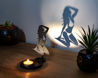 Candlestick - Candle holder - Chinese shadow - Sexy - Bikini - Woman - Romantic - Decoration - Design - By CandleGifts3D