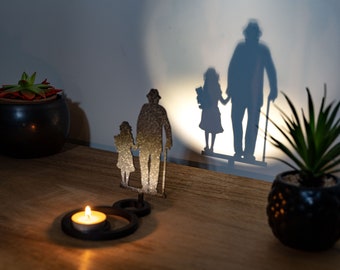 Candlestick - Candle holder - Chinese shadow - Grandparents - Grandfather - Daughter - Child - Family - Decoration - Design - By CandleGifts3D