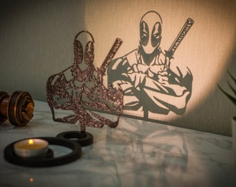 Candle holder - Candle holder - Chinese shadow - Marvel - Deadpool - Superhero - Film - Decoration - Design - By CandleGifts3D