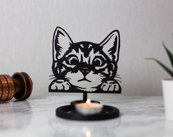 Bougeoir - Porte bougie - Ombre chinoise - Chat - Mignon - Miaou - Animal -Décoration - Design By CandleGifts3D