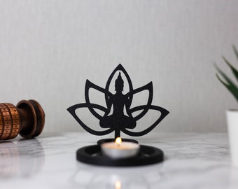 Bougeoir - Porte bougie - Ombre chinoise - Zen - Méditation -Yoga - Lotus - Nature - Buddha- Bien-être - Décoration- Design By CandleGifts3D