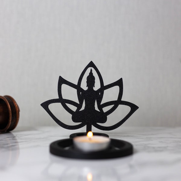 Bougeoir - Porte bougie - Ombre chinoise - Zen - Méditation -Yoga - Lotus - Nature - Buddha- Bien-être - Décoration- Design By CandleGifts3D