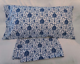 Vintage Ralph Lauren Pillow Shams: Modern Glamour Navy Floral, Set