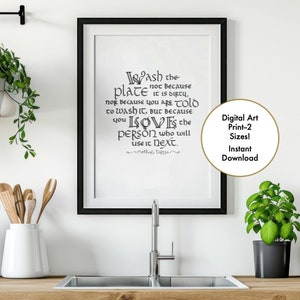 Mother Teresa Quote, Wash the Plate, Printable Art, Instant Download, Inspirational Art, Catholic Kitchen