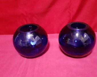 Vases En verre bleu