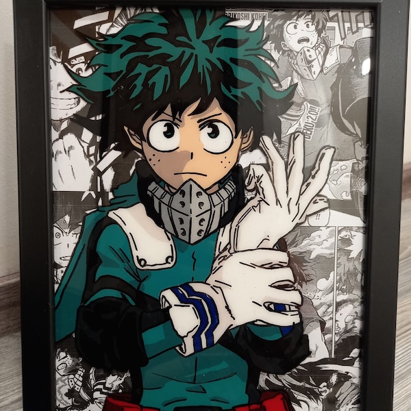 Glass Painting - Manga - Academia - Peinture sur plexiglass - Cadre