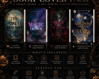 Pacchetto di 4 copertine Fantasy – Fantasy • Romantasy • Dark Fantasy • Celestial Fantasy