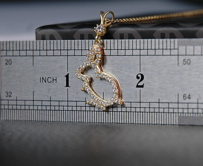 14K Gold Pendant, Rabbit pendant, Bunny pendant, Gold rabbit charm, Rabbit necklace charm, Cluster pendant, Cross pendant, Tassel pendant, image 2