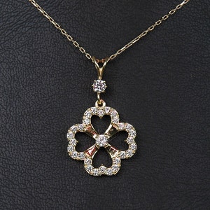 14K Gold Pendant, Flower Pendant, Flower Necklace, girls pendant, grandma pendant, best friend pendant, gift for her, gift for him, Gold image 3