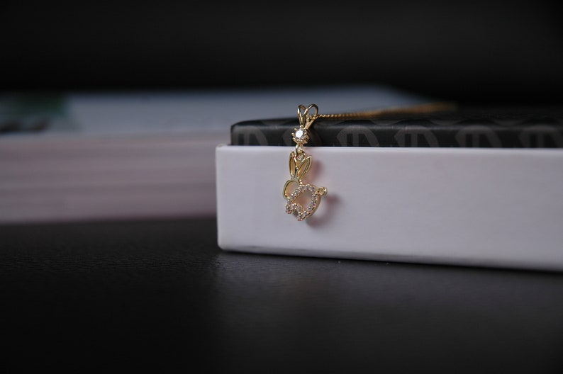 14K Gold Pendant, Small Rabbit pendant, Bunny pendant, Gold rabbit charm, Rabbit necklace charm, mothers day gift, girls pendant, 14K Rabbit zdjęcie 10