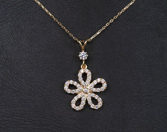 Pendentif en or 14 carats, collier marguerite, bijoux floraux, cadeau de fête des mères, pendentif fille, pendentif grand-mère, pendentif meilleure amie, cadeau pour elle