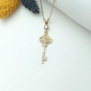gold heart key necklace, key to my heart charm, love key charm, gold heart necklace, heart key jewelry, romantic key chram, love key pendant