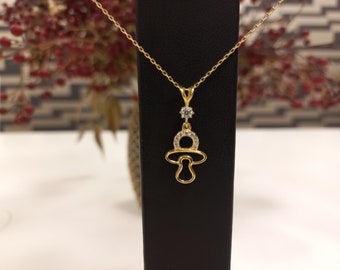 8K Gold Pendant, women pendant, gift for her, mothers day gift, Short pendant, Vintage-inspired pendant, Whimsical pendant, grandma pendant,